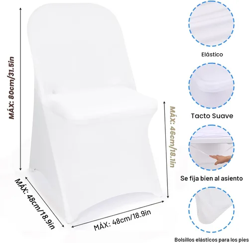 Vista 6 de Fixwal 36 Piezas Fundas Elásticas de Spandex para Sillas Plegables - Fundas Protectoras Universales Ajustadas Lavables para Comedor, Fiesta, Boda