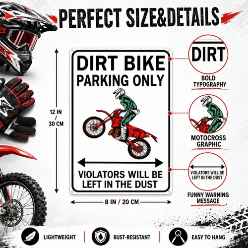 Vista 2 de Smilelife Accesorios para Moto de Tierra para Niños Regalos de Motocross Graciosos Letrero Vintage de Estaño para Parqueo Solo de Motos Sucias
