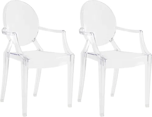Vista 13 de JOON Paquete de 2 sillas fantasma para niños con reposabrazos transparentes, 25 x 13 x 14.5 pulgadas, material de policarbonato, altura del asiento