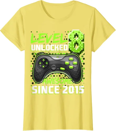 Vista 68 de Level 8 Unlocked Awesome 2015 Video Game 8th Birthday Boy T-Shirt, Negro