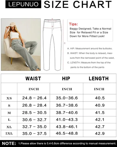 Vista 4 de Pantalones cargo de cintura alta para mujer, pantalones de viaje Y2K Streetwear holgados elásticos con 6 bolsillos con cordón en los tobillos