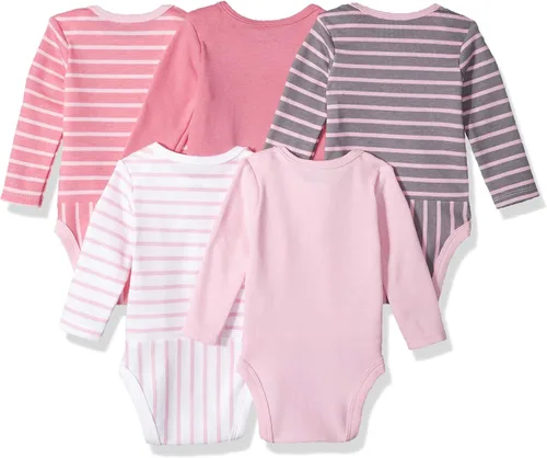 Vista 2 de Hanes Baby Long Sleeve Bodysuit Ultimate Flexy Bodysuits Boys Girls 5-Pack