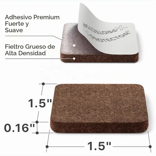 Vista 2 de X-PROTECTOR Almohadillas de Fieltro para Muebles - 32 PCS de 1 1/2" Protectores de Piso para Patas de Sillas y Muebles - ¡Protege Tus Pisos