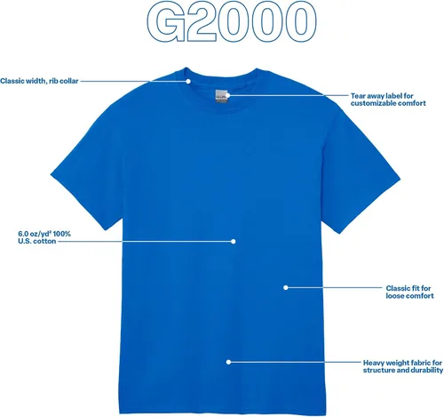 Vista 4 de Gildan G2000 - Camiseta de ultraalgodón estilo para adulto, unisex, paquete múltiple