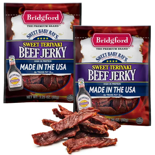 Vista 18 de Bridgford Sweet Baby Ray's Beef Jerky Honey BBQ de 3.25 onzas, paquete de 2 – Cecina alta en proteínas para impulso de energía del mediodía