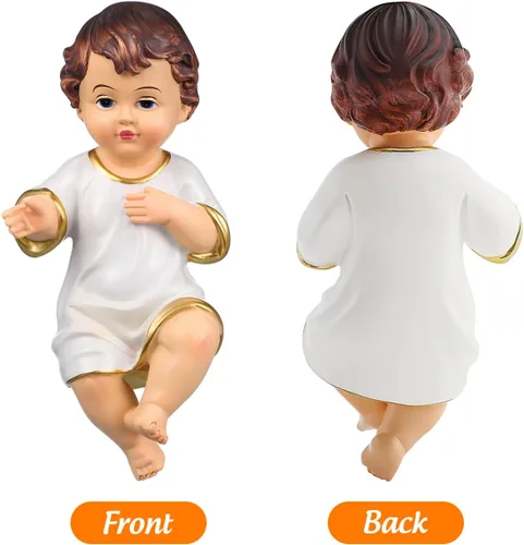 Vista 4 de Toyvian Figura de bebé Jesús, figura de resina de bebé Jesús en tela sagrada, estatua coleccionable de la natividad y fe santa