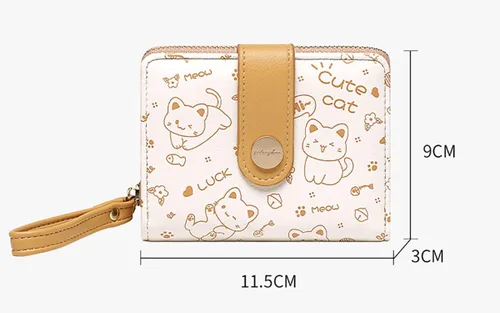 Vista 7 de Wytidian Carteras de gato para niñas, bonita cartera pequeña de piel sintética con tarjetero con ventana de identificación para mujeres y niñas