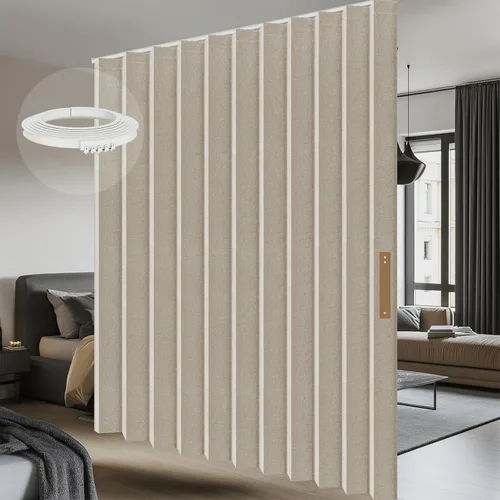 Vista 14 de Cortinas 100% opacas para puertas corredizas de cristal, cortinas extra anchas para puerta corrediza de patio, incluyen riel de cortina de techo