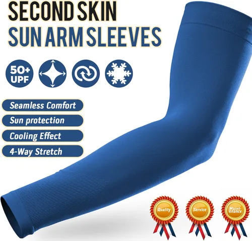 Vista 3 de GOUNOD Mangas de brazo para protección solar con cubierta UV, mangas refrescantes para cubrir tatuajes para entrenar, fútbol