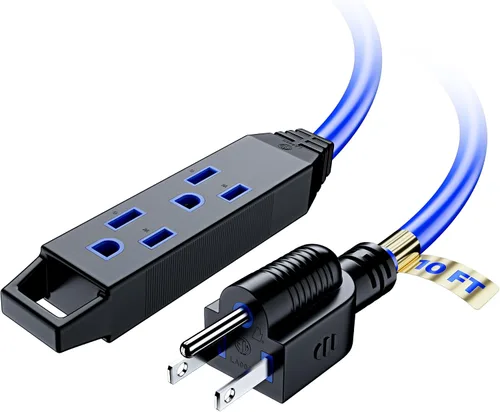 Vista 18 de Cable de extensión de 2 pies, cable de extensión con múltiples tomas, calibre 16 (azul) con certificación ETL