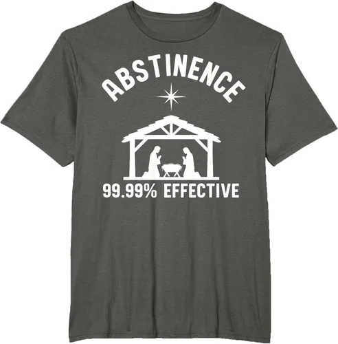 Vista 6 de Abstinence 99.99 Percent Effective Nativity Christmas Joke T-Shirt