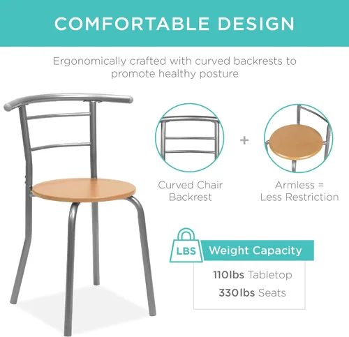 Vista 4 de Best Choice Products - Conjunto de mesa redonda y sillas de madera