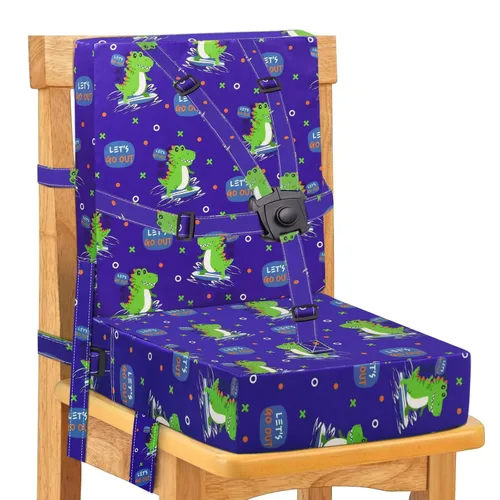 Vista 10 de Asiento elevador para niños pequeños para mesa de comedor, hebilla de seguridad ajustable, asiento elevador para niños con respaldo, PU impermeable