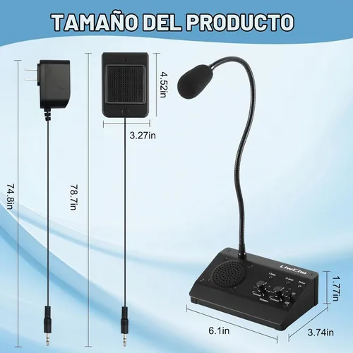 Vista 6 de Intercomunicador de ventana de doble vía, sistema de altavoces de ventana, micrófono de intercomunicación antiinterferencia. Para negocios, banco