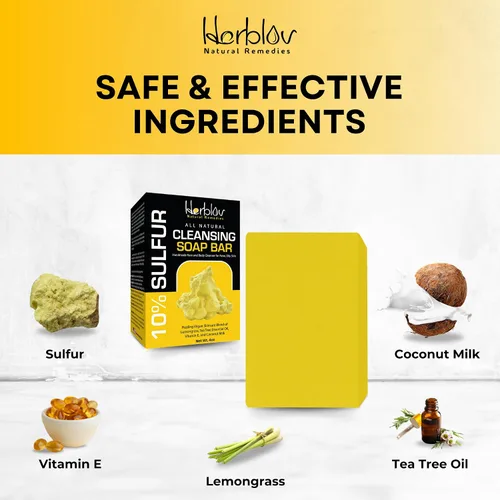 Vista 6 de Barra de jabón limpiadora 10% de azufre para cara y cuerpo, limpiador facial con control de brillo natural para acné, piel grasa, lavado curativo