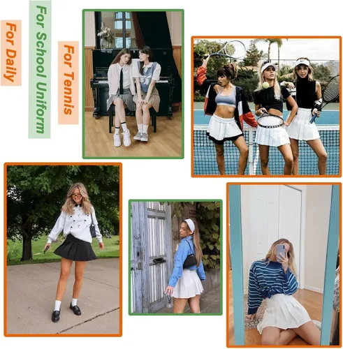 Vista 7 de Tivifox Faldas de tenis plisadas para mujer y niña, falda acampanada de cintura alta, uniforme escolar, pantalón deportivo de golf con pantalones