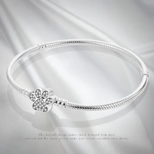 Vista 7 de Pandach Pulsera de plata de ley 925 con cierre de circonita cúbica transparente, pulsera de cadena de serpiente básica para cualquier dije
