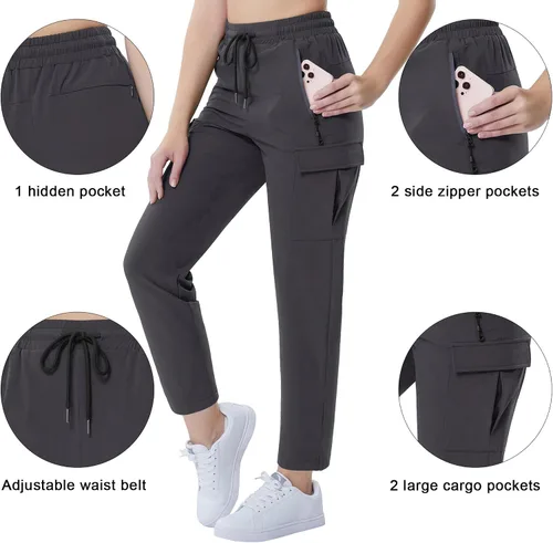 Vista 6 de KOJOOIN Womens Hiking Cargo Pants Lightweight Quick Dry with Pockets Joggers Pants Athletic Workout Casual Camping