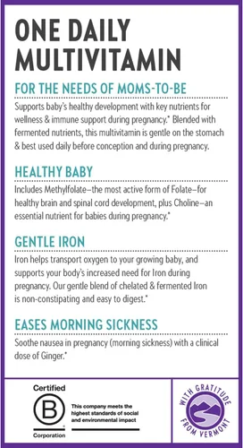 Vista 8 de New Chapter Vitaminas prenatales multivitamínico prenatal con metilfolato + colina para mamá saludable bebé, uno diario, 30