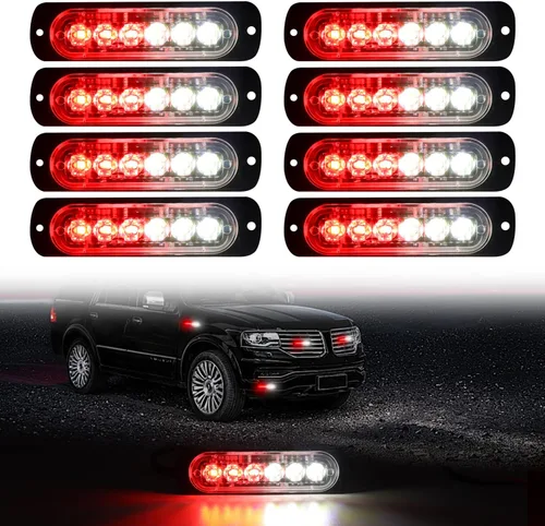 Vista 10 de DIBMS Luces LED de emergencia estroboscópicas, 8X ámbar blanco 6 LED de advertencia intermitente de emergencia luz de precaución construcción luz