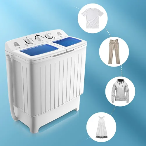 Vista 5 de RELAX4LIFE Lavadora y centrifugadora portátil de 20 libras de capacidad, temporizador, mini lavadora y secadora semiautomática para apartamento