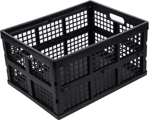 Vista 2 de Aebeky Paquete de 3 cajas de almacenamiento plegables de plástico, 30 L, cajas de plástico plegables para almacenamiento (negro)