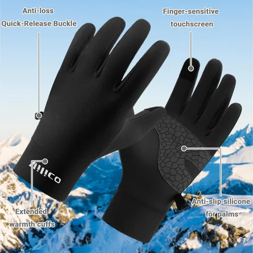 Vista 5 de Guantes de correr para hombres y mujeres, guantes de invierno para pantalla táctil, guantes térmicos ligeros con palma de silicona antideslizante