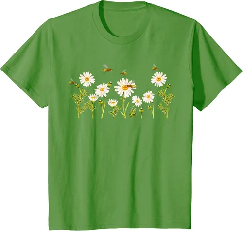 Vista 88 de Marguerites Daisy - Camiseta de verano con margaritas de jardín de flores, Negro, S