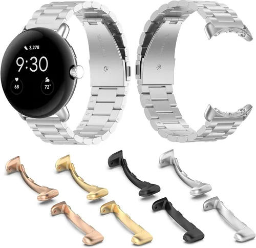 Vista 5 de Miimall Compatible con Google Pixel Watch 2Adapter, adaptador de conexión de metal en forma de arco de 0.787 pulgadas para accesorios de Google