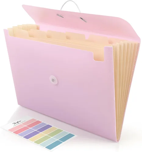 Vista 14 de SKYDUE Carpeta de archivos expandible con 7 bolsillos, organizador de archivos de acordeón, carpetas para documentos, organizador portátil de papel