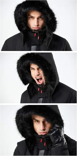 Vista 6 de WEEN CHARM - Chaqueta tipo parka para hombre con capucha desmontable y ribete de piel sintética.