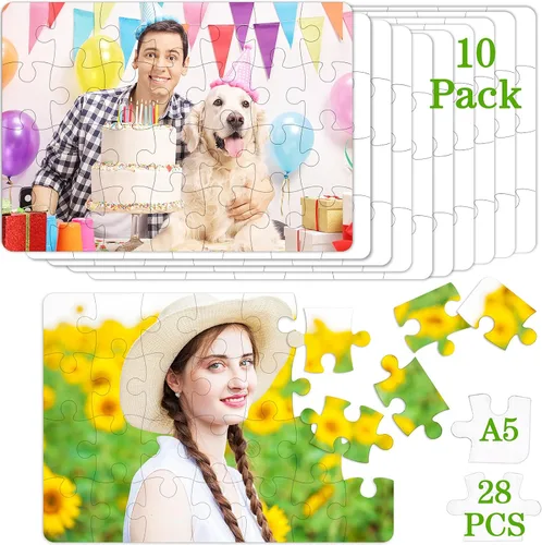 Vista 5 de Sumind 1 juego de rompecabezas de sublimación en blanco rectangular para hacer tu propio corazón blanco en forma de corazón, rompecabezas