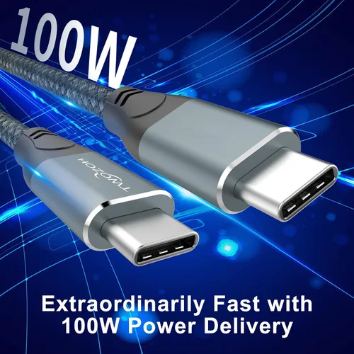 Vista 3 de Twozoh Cable USB C a USB C 3.2 Gen 2, transferencia de datos de 20 Gbps, 100 W, PD de carga rápida, cable de monitor de salida de video 4K