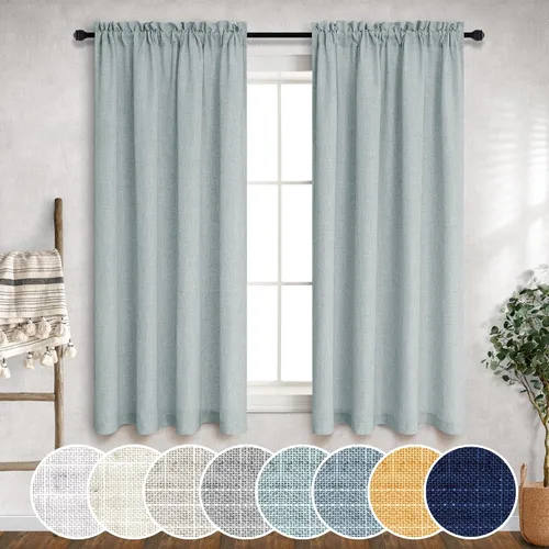 Vista 62 de Mrs.Naturall - Cortinas transparentes con bolsillo para barra de 36x63 pulgadas de lino mezclado negro