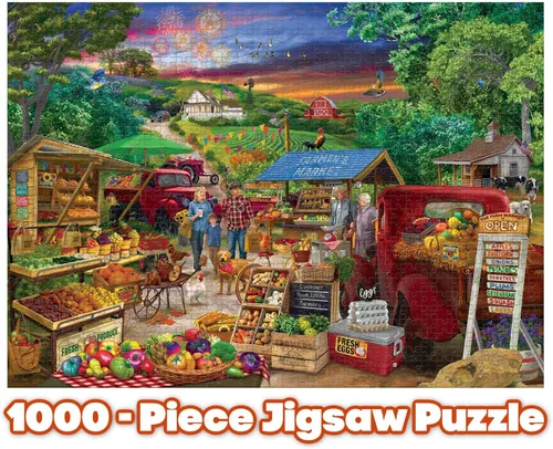 Vista 3 de Toynk Farmer's Market Country BPumpkin Puzzle para adultos y niños Difícil rompecabezas de 1000 piezas Divertidos regalos de cuarentena Teaser