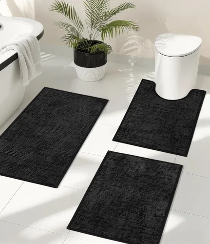 Vista 17 de YIHOUSE Tapete de baño antideslizante, absorbente, de secado rápido, para el suelo del baño, delgado, para debajo de la puerta, lavable de pelo bajo