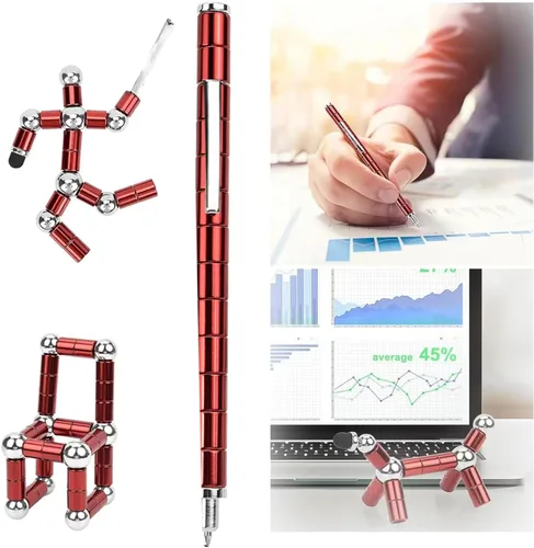Vista 3 de Bolígrafo antiestrés para adultos y niños, bolígrafo magnético de metal para descompresión, juguetes de escritorio, multifuncional, imán deformable