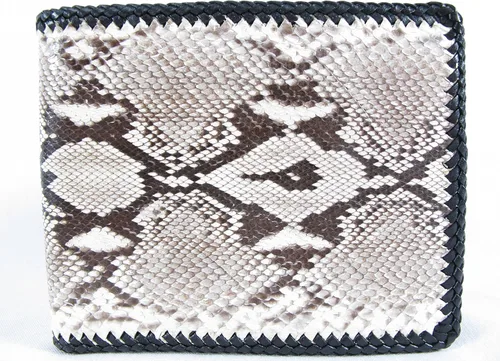 Vista 2 de Cartera hecha a mano de piel de serpiente de pitón auténtica, Pitón reticulado, Billetera plegable