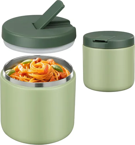 Vista 26 de Pawtong Tarro de comida aislado al vacío de 12 onzas con tapa de hebilla, termo de sopa de boca ancha para comida caliente para niños, contenedor