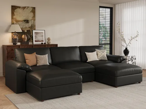 Vista 29 de EASE MOOSE Sofá modular seccional, sofá en forma de U para sala de estar Beige