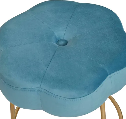 Vista 16 de Linon Talulah - Taburete decorativo y tocador azul claro y dorado
