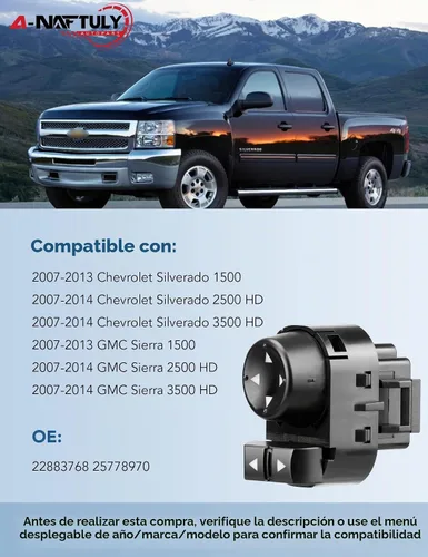 Vista 2 de Interruptor de espejo eléctrico para Chevy Silverado GMC Sierra 1500 2007
