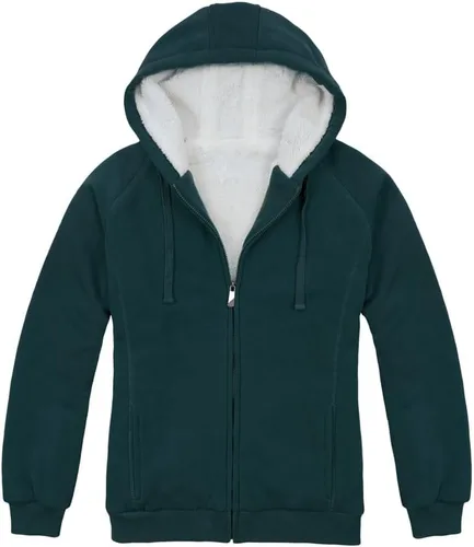Vista 3 de Victory Outfitters - Sudadera con capucha de forro polar con cremallera y forro bereber suave para mujer