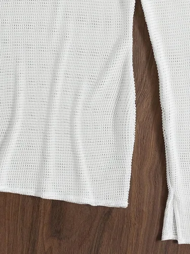 Vista 5 de MakeMeChic Vestido de ganchillo para mujer, de manga larga, de punto, transparente, para cubrir el traje de baño