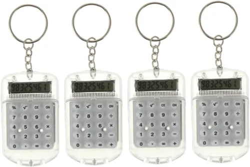 Vista 9 de NUOBESTY 4pcs Calculadora Llavero Mini Calculadora Básica Cuatro Funciones Material Portátil Estudiante