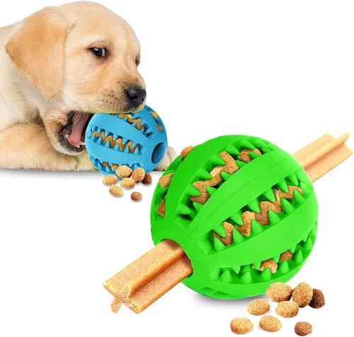 Vista 6 de SunGrow Paquete de 2 bolas de golosinas para perros, dispensadores interactivos de alimentos de rompecabezas, golosinas para ocultar