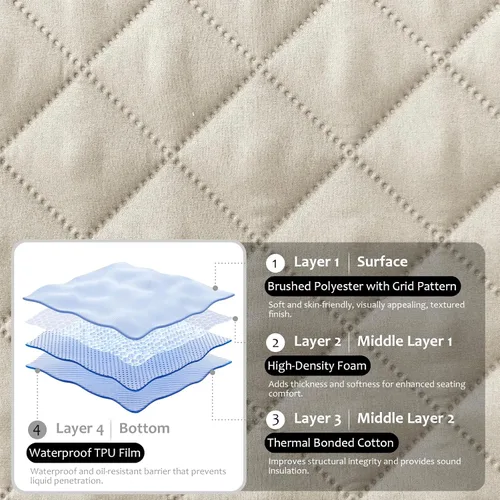 Vista 5 de Fundas para Sofá Seccional Impermeables 6 Piezas Funda para Sofá en Forma de L Lavable Antideslizante Fundas Protectoras para Sofá Seccional Suaves