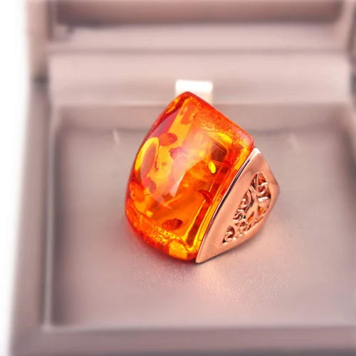 Vista 5 de Ajojewel - Anillo de resina de color naranja para mujer, diseño grande, diseño de Anel