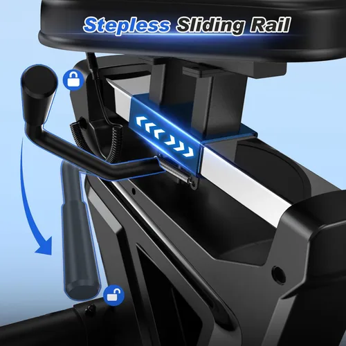 Vista 4 de pooboo - Bicicleta reclinada para ejercicios, bicicletas estáticas para el hogar con ejercitador de brazos, bicicleta reclinada magnética