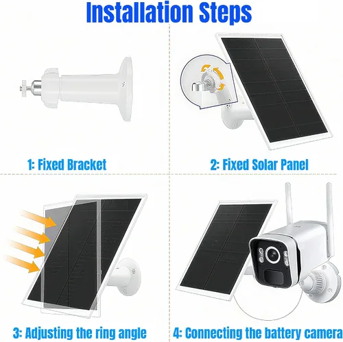 Vista 5 de Paquete de 2 paneles solares para cámara de seguridad con anillo, cargador de panel solar USB de 5 V de alta calidad IP65 impermeable, compatible